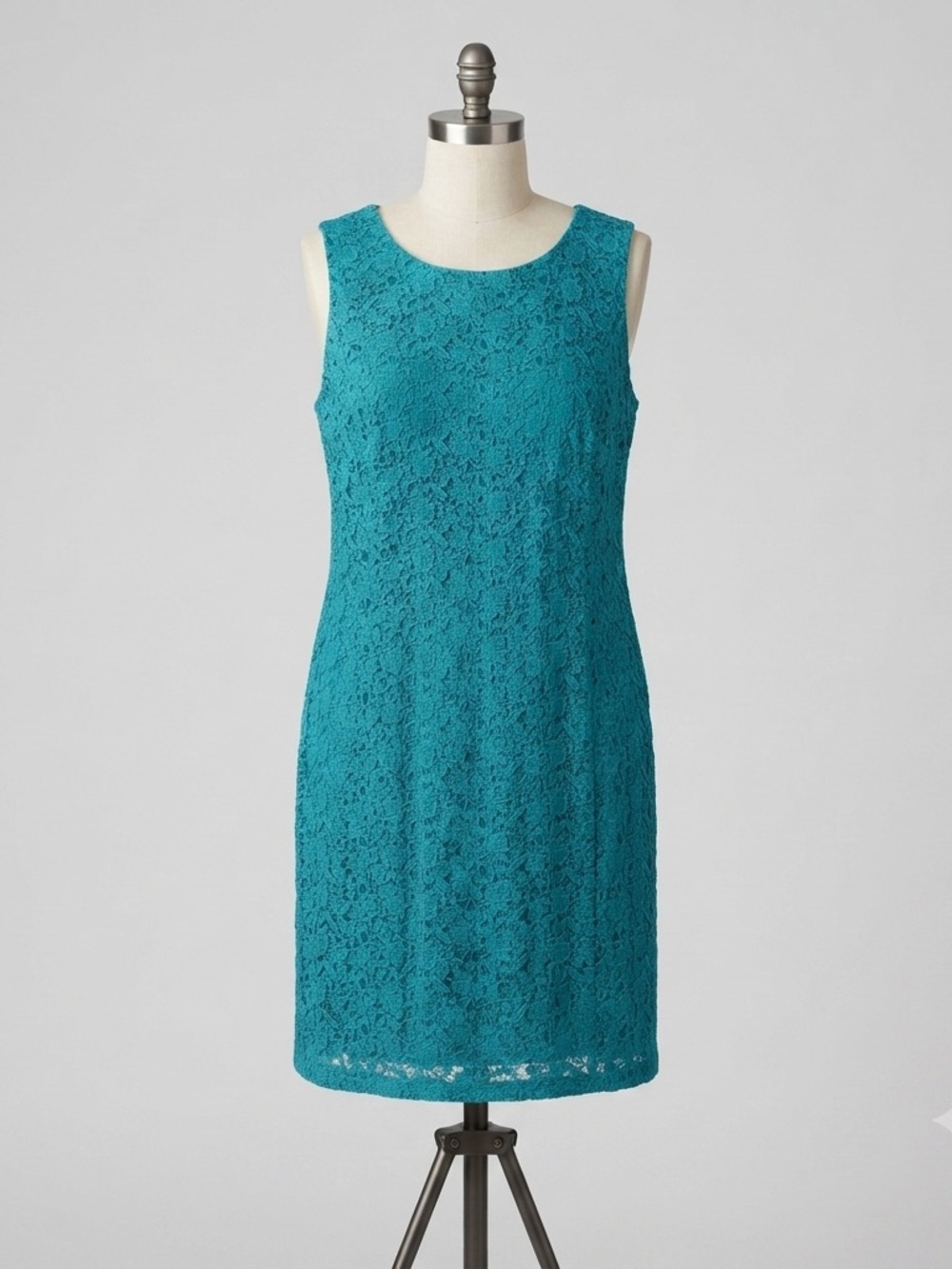 Talbots Turquoise Crochet Lace Sleeveless Sheath Dress Sz 18 Career Wedding READ
